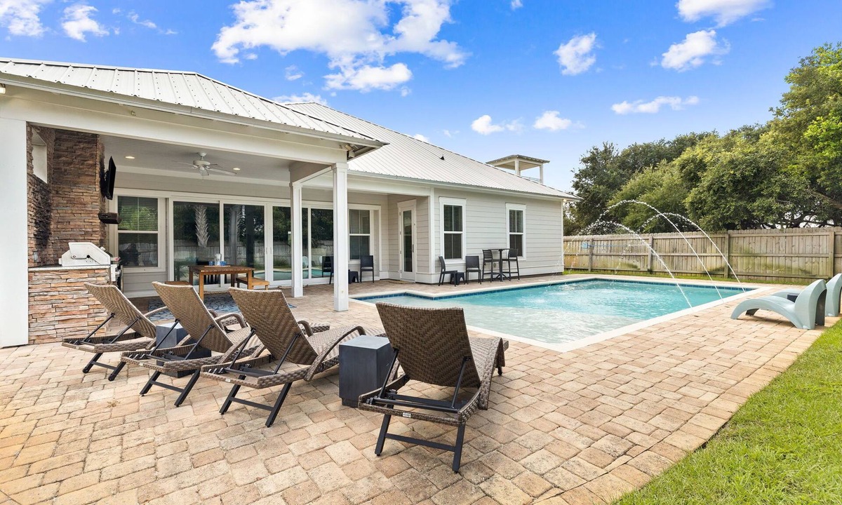 Seacrest House | Luxury home with private pool, outdoor kitchen w/fireplace & deeded beach access