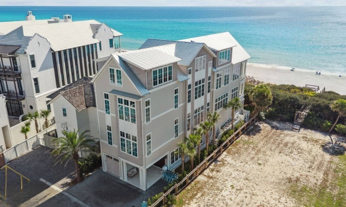 Seagrove Beach House | NEW 30A GULF-FRONT STUNNER! Game Room, Pool, LSV/Golf Cart, Bikes! Sleeps 24!