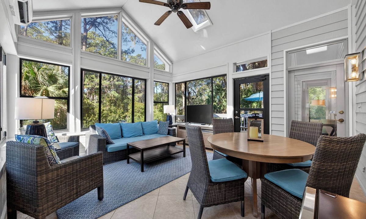 Sea Pines House | Newly updated home w/multiple living spaces offers pool, lagoon & golf views