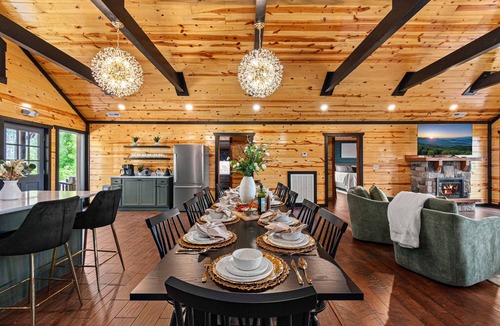 Caton Cabin | 2 Bowling Lanes | 8BR Smoky Mtn Lodge | Hot Tub + 85° Pool + Arcade | Sleeps 22