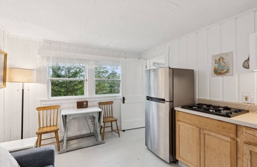 Pemaquid Beach Cabin | Across the road from Pemaquid Beach — quiet wooded king-bed cabin