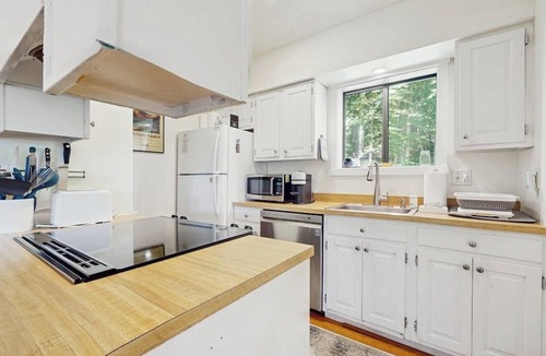 Quechee Condo | Cozy condo w/balcony, river view, electric woodstove, w/d, wifi, kitchen, a/c