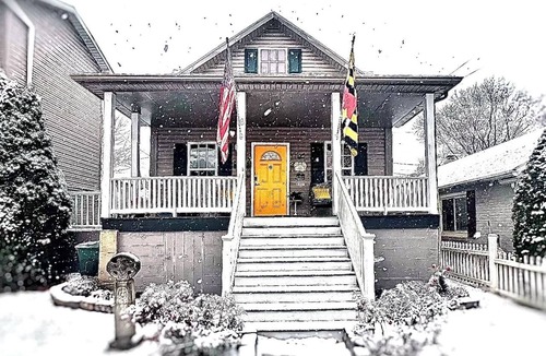 Williamsport Cottage | Enjoy Fall on our big porch! Check out discounts, bike storage and amenities!