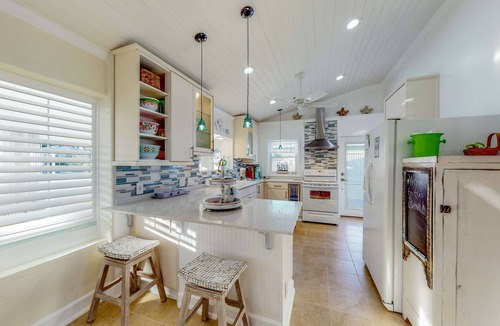 Kiska Beach House | Home with pool, central AC, & washer/dryer - walk minutes to beach