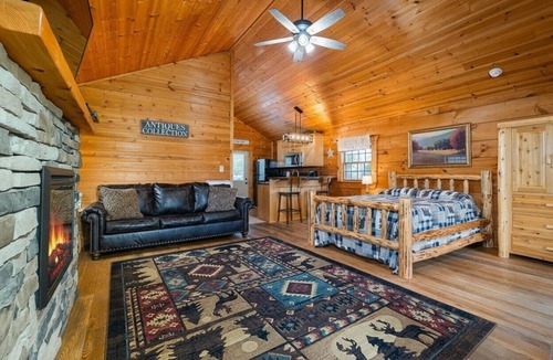 Stanley Cabin | HUGE summer SAVINGS LURAY Mountain getaway Private Log cabin 4 Hot Tub Fireplace