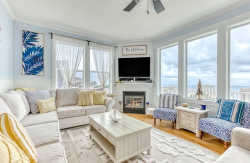 Olivia Beach House | Ocean view home with hot tub game room furnished deck and fireplaces