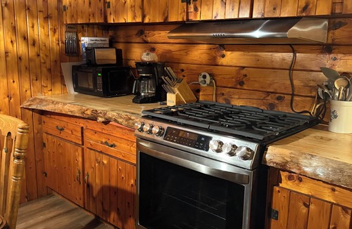 Island Falls Cottage | Rustic Cozy 2-bedroom w/loft Log Cabin in Island Falls surrounded by wildlife