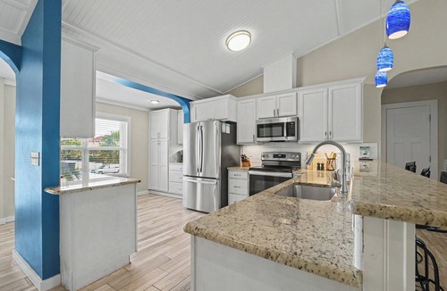 Villa Segunda House | Tranquil covered deck with Gulf views, private pool and easy beach access.