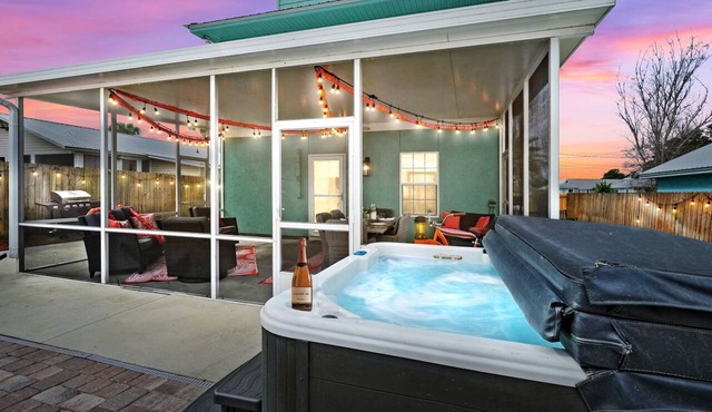 Beachside Escape with Pool, Firepit and Hot Tub
