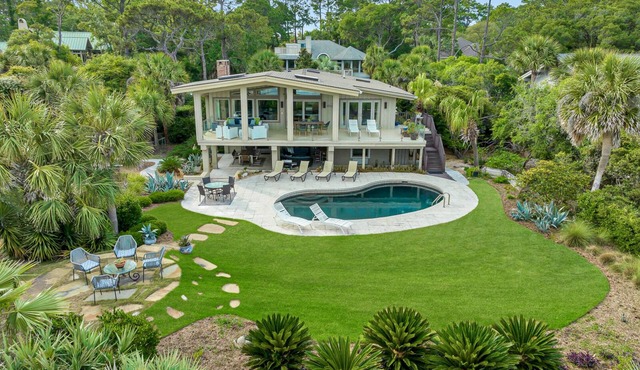 Five Bedroom Oceanfront Sea Pines Home with Private Pool and Oceanfront Views