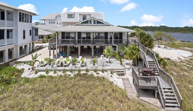 Grayton Point 6 bed 4 bath plus Loft. Gulf and Lake Front,2 docks.Front Row!