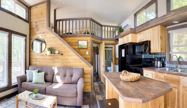 Luxury Tiny Home with Private Sand Beach Lake Access and Hot Tub