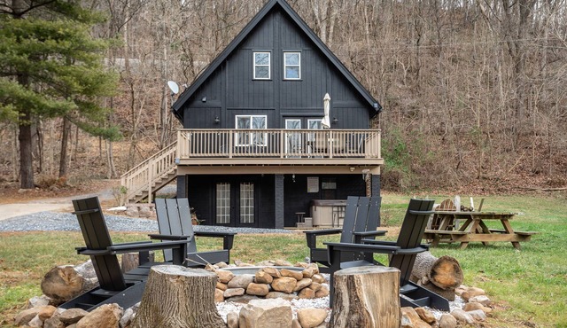 Modern Riverfront A-Frame Cabin w/Hot Tub, Fire Pit, Kayaks, Canoe, & Arcade