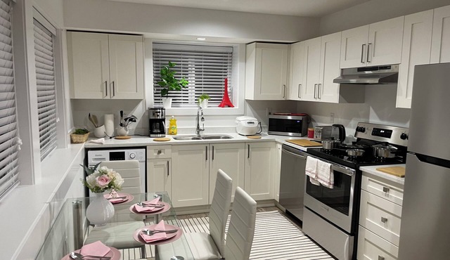 Modern, self-contained 1b/1 b suite w/workspace in Maple Ridge