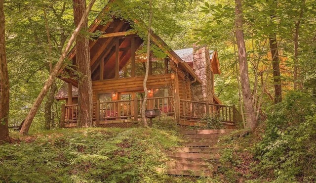 Ocoee Log Cabin steps from Ocoee in resort village in Benton