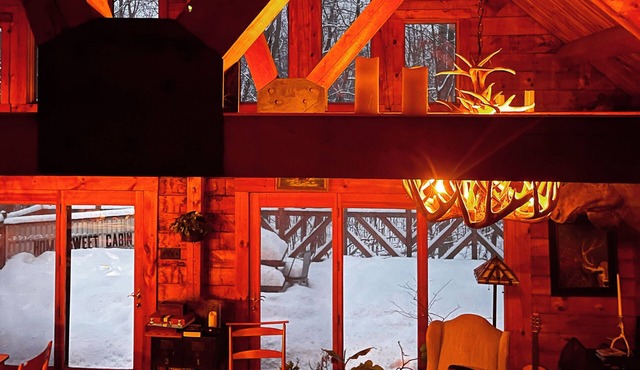 Rare private cabin retreat surrounded by 1700 acres of woods, yet close to town.