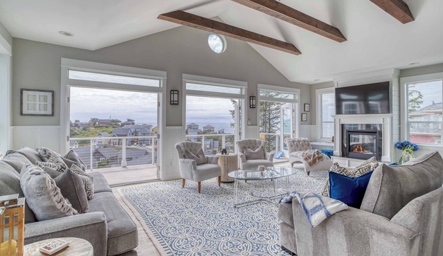 Sky-High Ocean View Home in Olivia Beach has Double Decks, Hot Tub, King Suite!