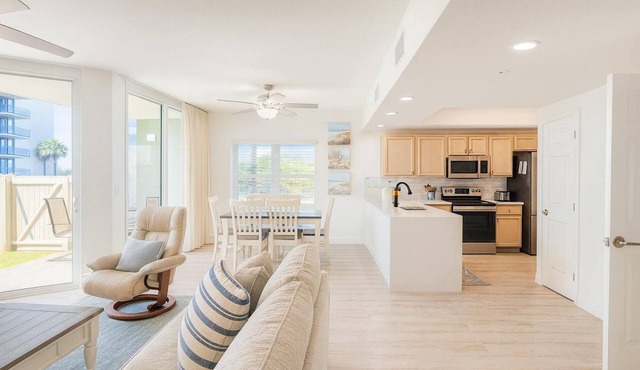 Updated Coastal Condo Steps to Beach Pool King + Bunks Ground Floor