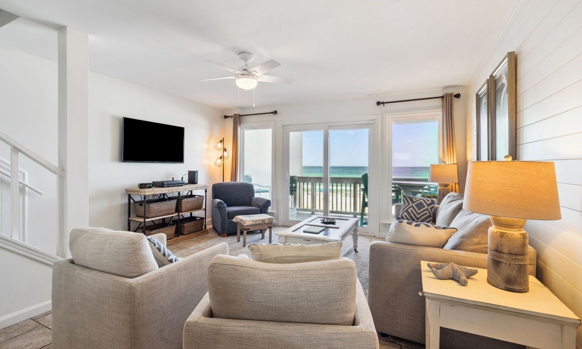 Sunnyside Condo | Beachfront Townhome Gulf Views Pool Near 30A & Pier Park Beach Service Sleeps 6