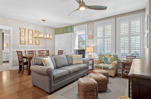 Baytowne Wharf Condo | RARE Condo at Baytowne! Steps to Wharf, Tropical Pool, Hot Tub, Tram to Beach